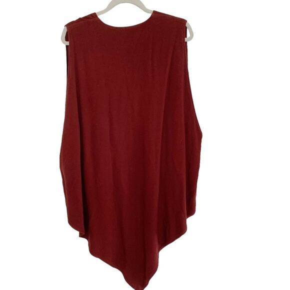 Tienda Ho Merlot Handwoven Asymmetric Sleeveless Open Vest Tunic O/S - Picture 3 of 4